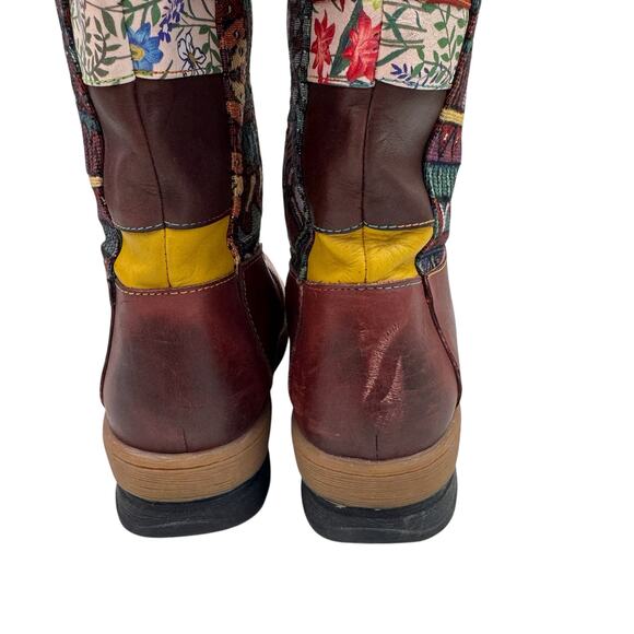 Socofy Boho Patchwork Leather Boots - Picture 7 of 11